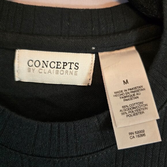 CONCEPTS BY CLAIBORNE MENS BLACK TSHIRT CREWNECK SHORT SLEEVE SIZE MEDIUM NWT - Picture 2 of 6